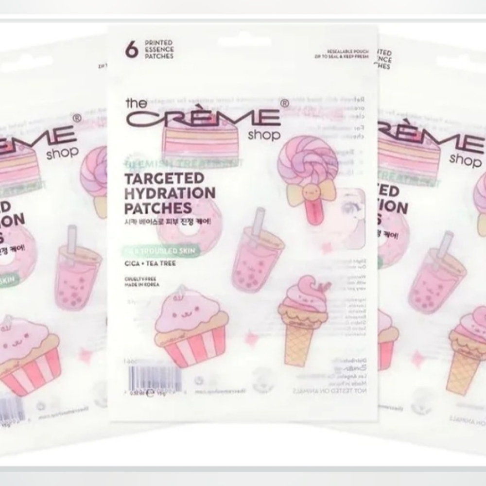The Crème Shop Targeted Hydration Patches, Cica & Tea Tree, Set of 3, NIB